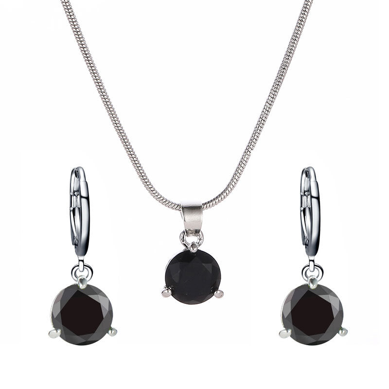 Wholesale Round Multicolor Zircon Necklace and Earring Jewelry Set